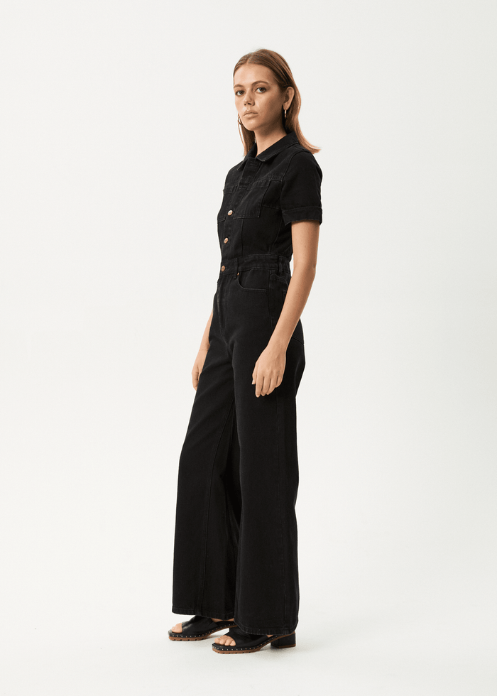 Afends Miami Denim Flared Jumpsuit |