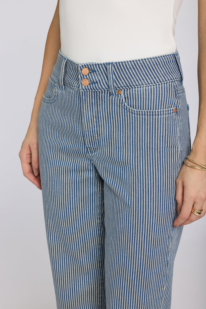 Bailey Relaxed Straight Crop Jeans In Petite - Malaga Stripe