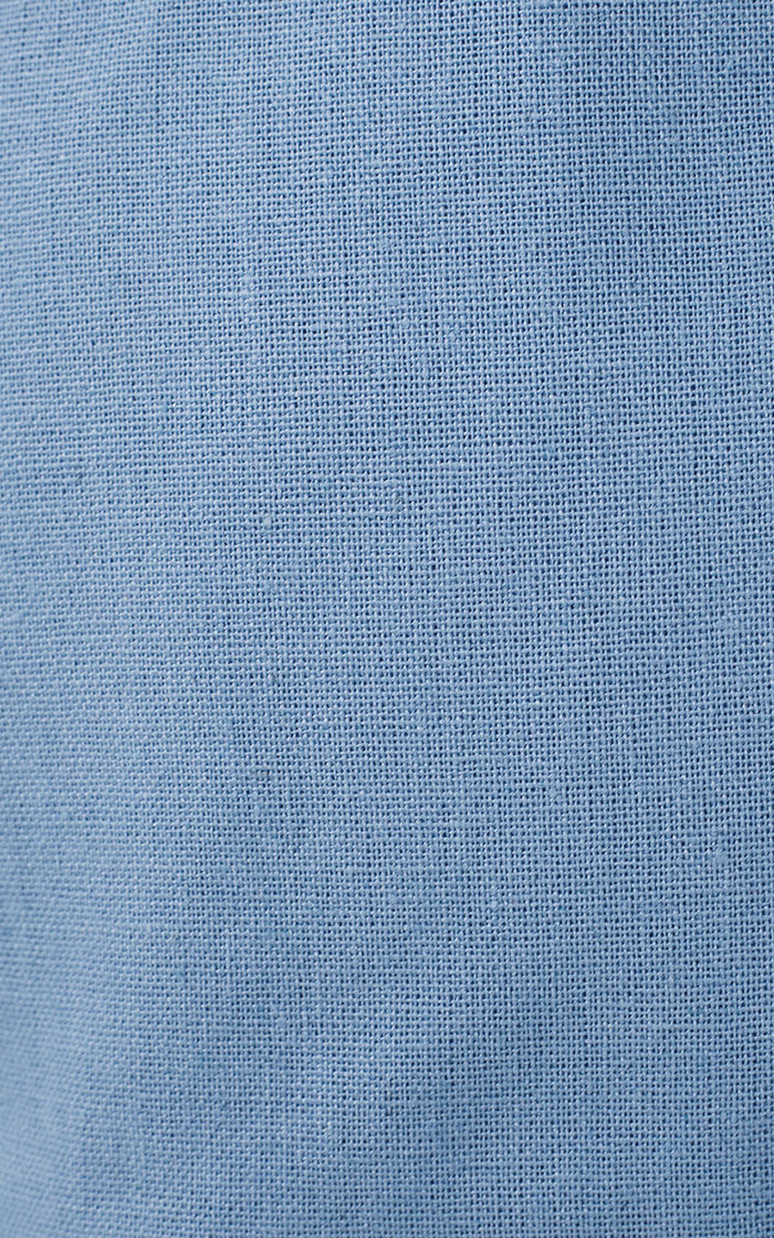 Blue Cut-Out Side Slits Linen Midi Dress_6