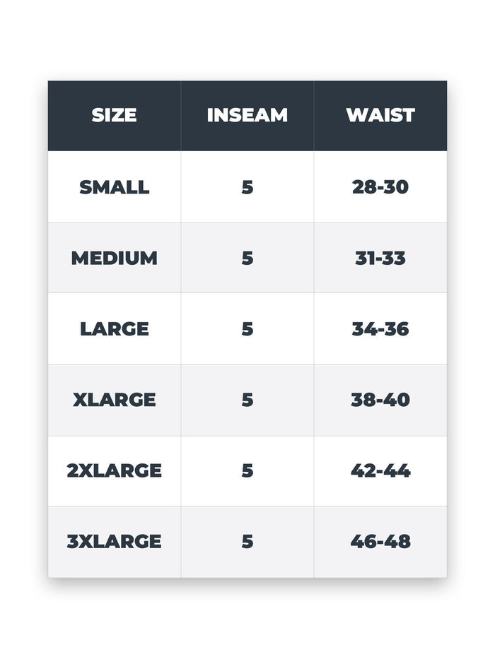 Black Boxer 7-Pack Size Chart | Shop Fresh Clean Threads