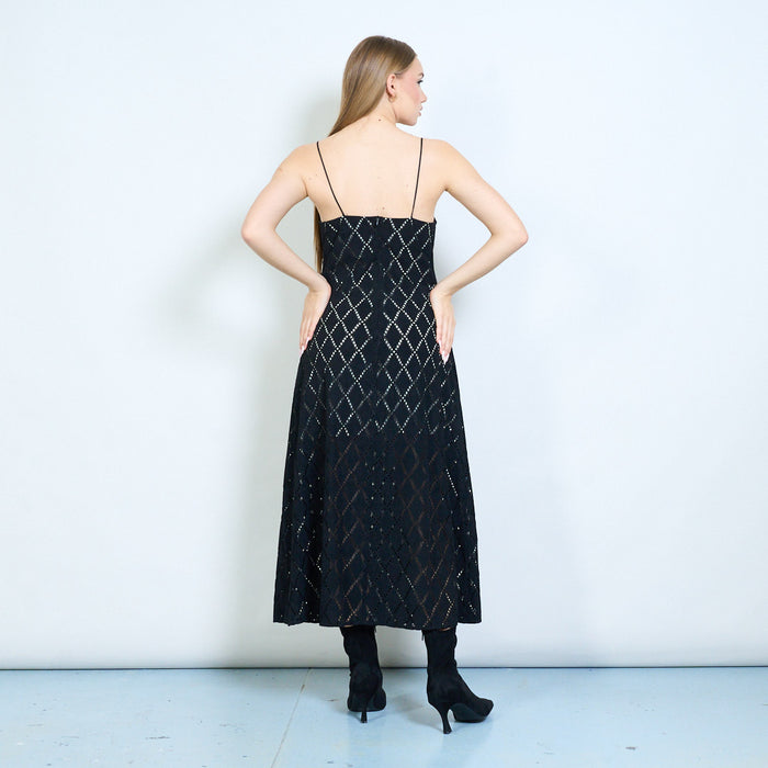 Chequered cut-out slim strap evening slip dress wholesale