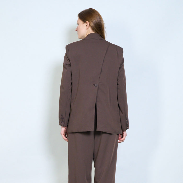 Classic tailored single button blazer with structured lapel wholesale