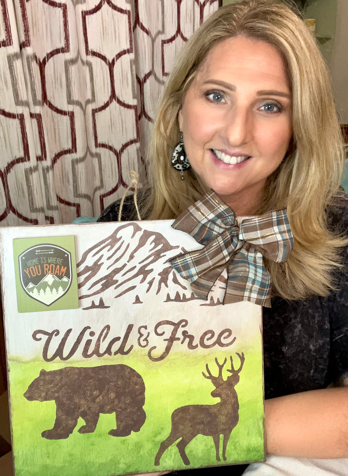 DIY Home Decor - Wild & Free Deer/Bear Wood Wall Art, 12X12”