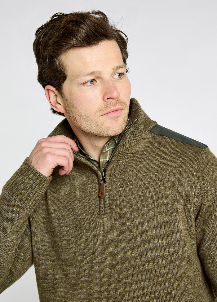 Doherty Men’s zip neck sweater - Dusky Green