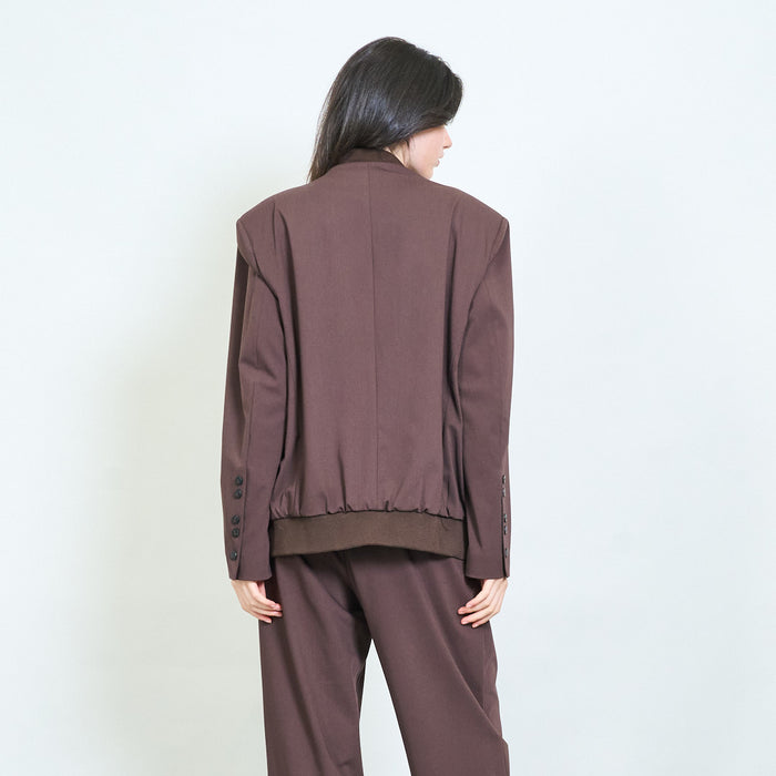 Double-breasted bomber blazer with ribbed collar wholesale