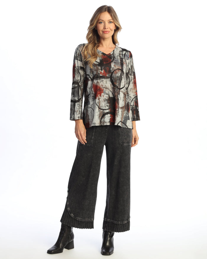 "Edition" Novelty Brush V-Neck Top - NB4-2127 - 2X Only!