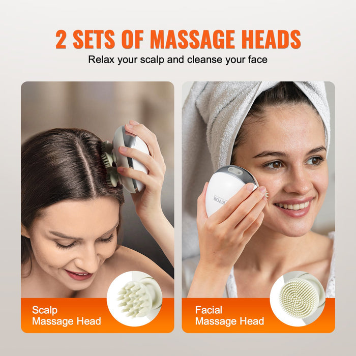 Electric Heated Scalp Massager - Rechargeable IPX7 Waterproof with 8 Massage Heads - close-up view