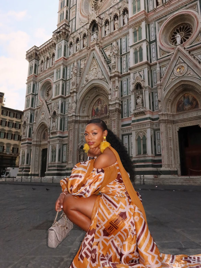 Fabrosanz: Brown Tshwane Union Print Organdy Dress