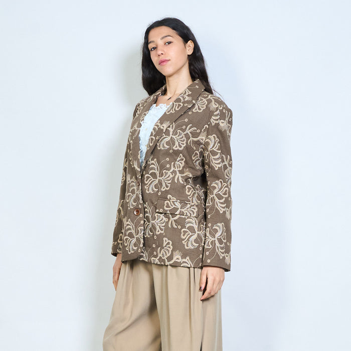 Floral embossed structured tailored blazer wholesale