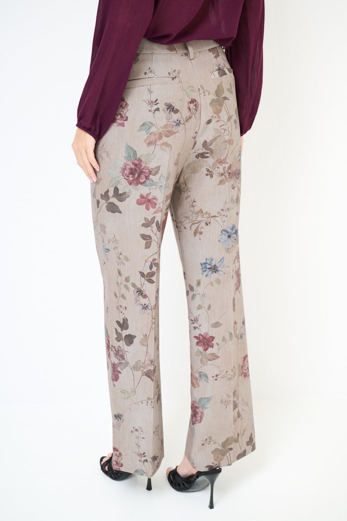 Floral printed straight-leg tailored trousers wholesale