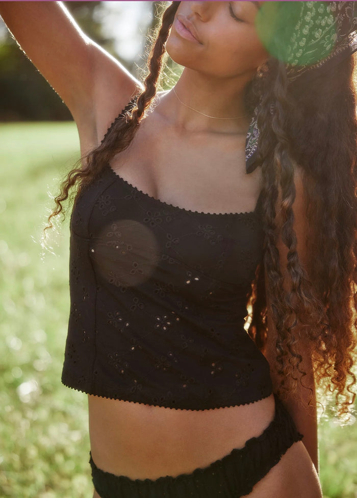 Full Bloom Eyelet Cami- Black