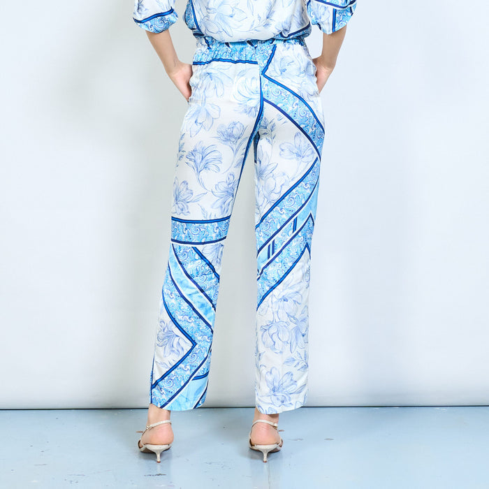 Geometric floral print wide leg palazzo trousers wholesale