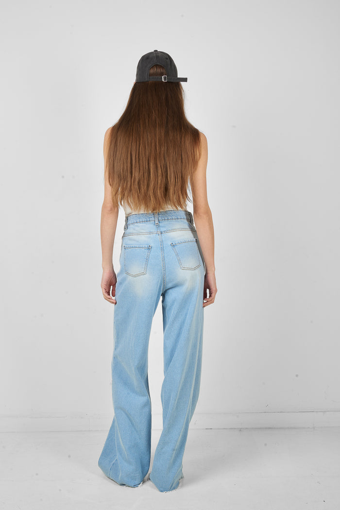 High waist flared wide leg denim jeans wholesale