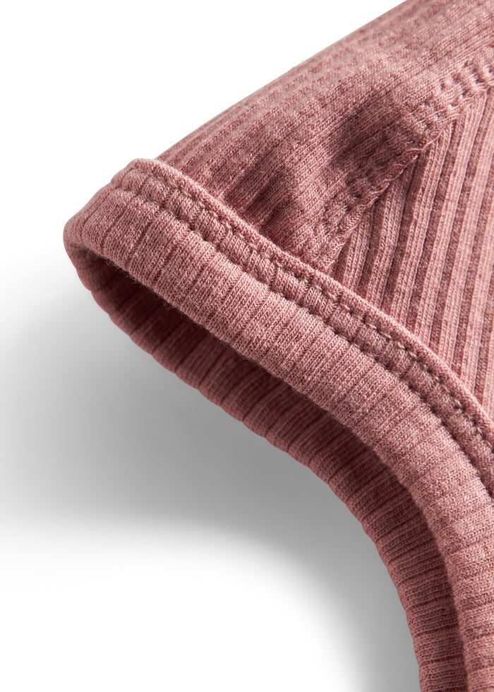 Pink ribbed helmet for baby