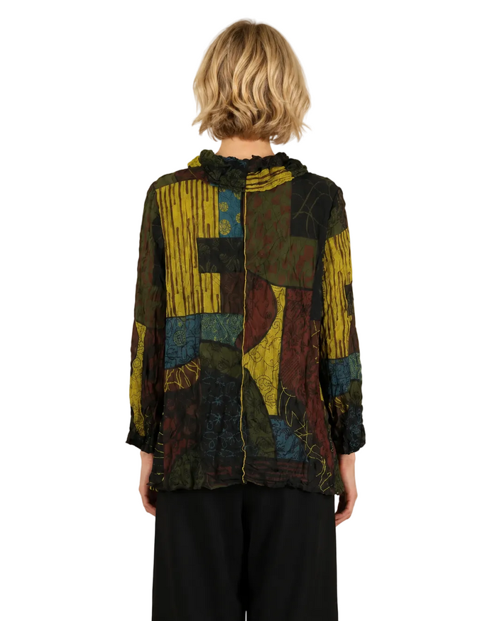 Just In! Mixed-Media Patchwork Print Tunic in Multi - 4283