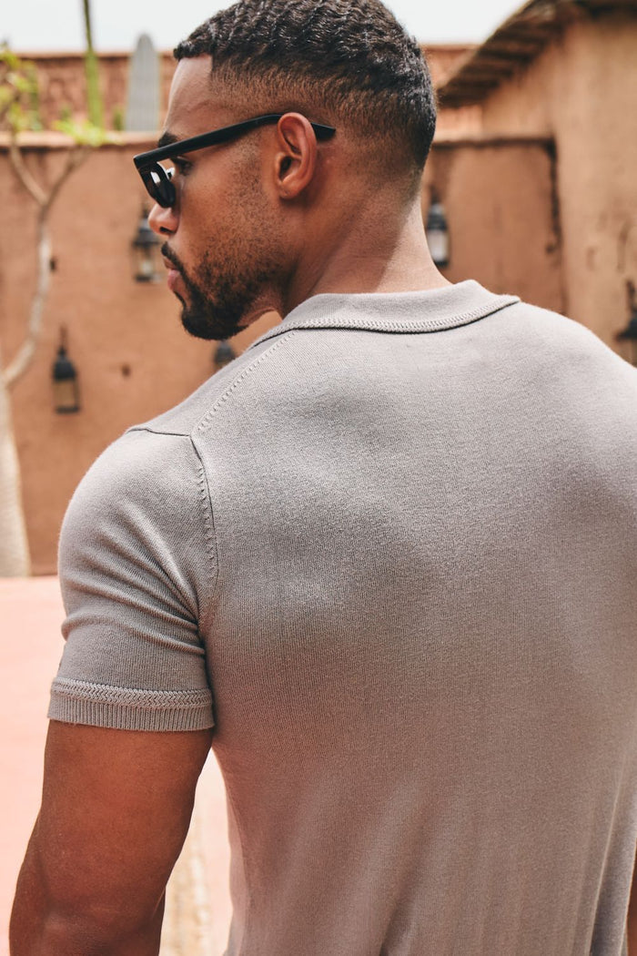 Knitted Shirt in Smoky Khaki - TAILORED ATHLETE - USA