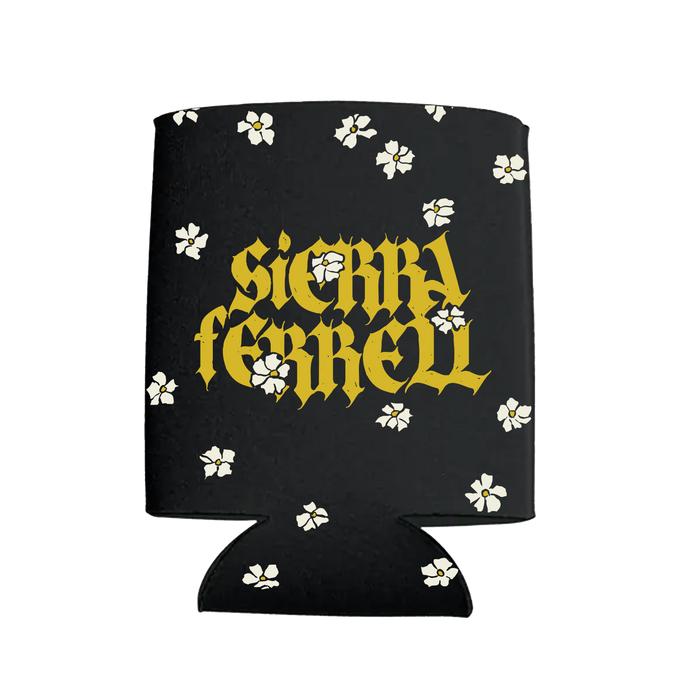 Koozie Blk Flowers