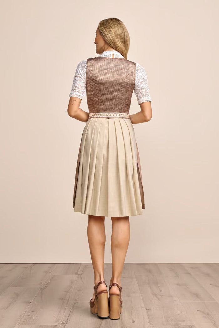 Kruger Midi Dirndl 2pcs. 60cm "Irabelle" brown (size 38)