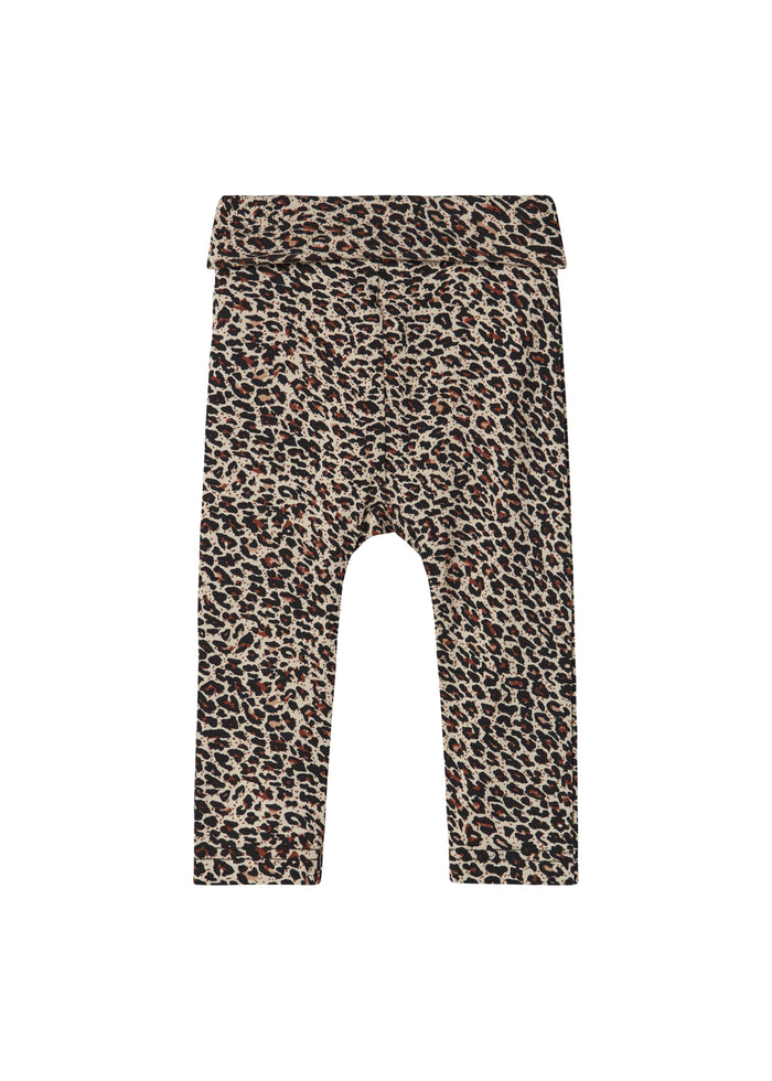 Leo Piva leopardprintede bukser i brun og beige med elastisk talje og smalle ben