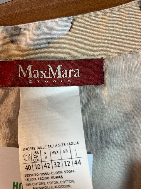 Max Mara Beige & Grey Dress UK 12 EU 40 - Floral Pattern - Belted - Midi Fitted Wiggle