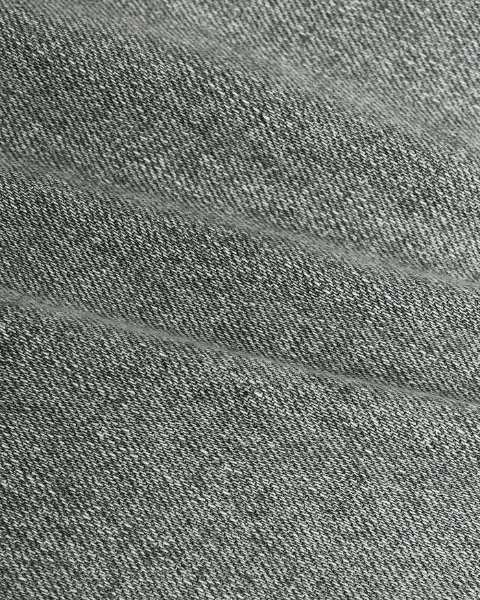 Medium Gray Wash Straight Authentic Denim Jeans with visible fiber weave and seams.