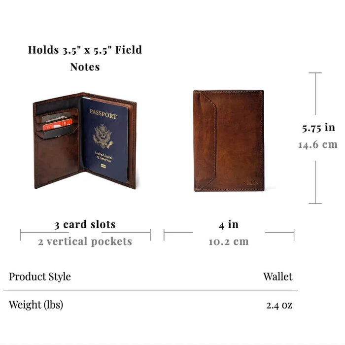 Mission Mercantile Leather Goods Benjamin Leather Passport Holder Wallet - Hickory