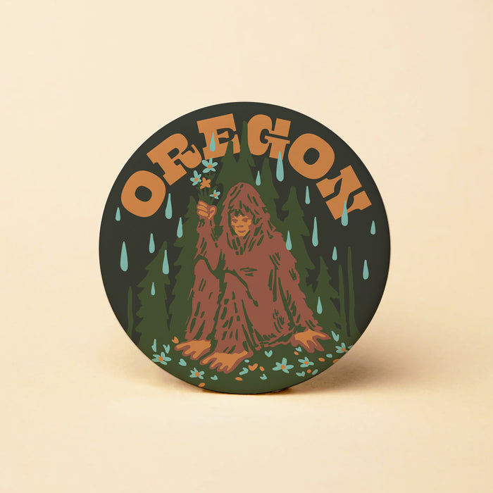 OR Believe Bigfoot Flowers Round Magnet