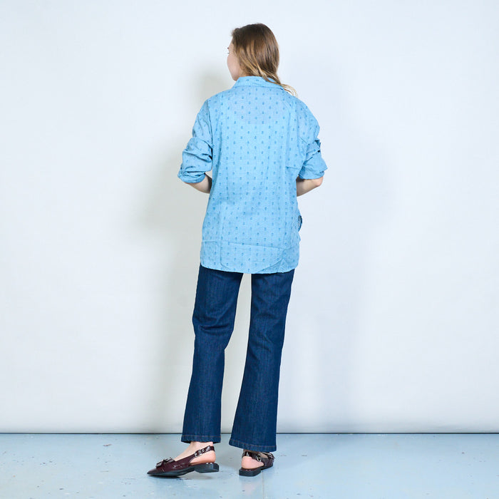 Polka dot classic collar button front relaxed shirt wholesale