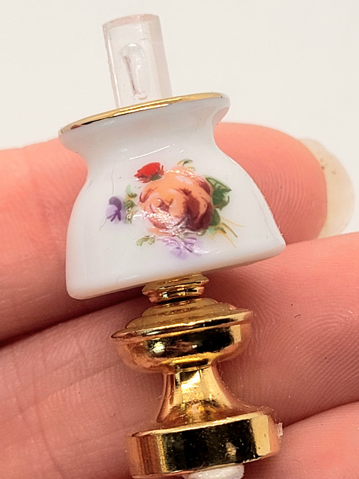 Reutter Porcelain Floral Hurricane Lamp