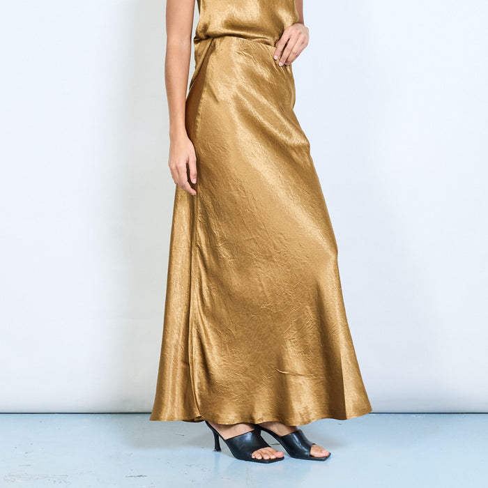 Satin effect high waist maxi skirt wholesale