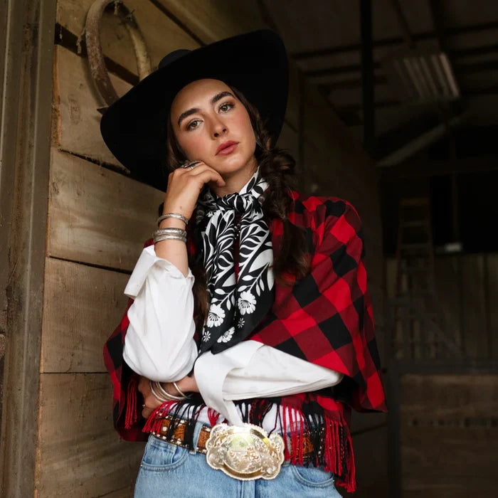 Señorita Black and White Wild Rag Scarf at Bourbon Cowgirl