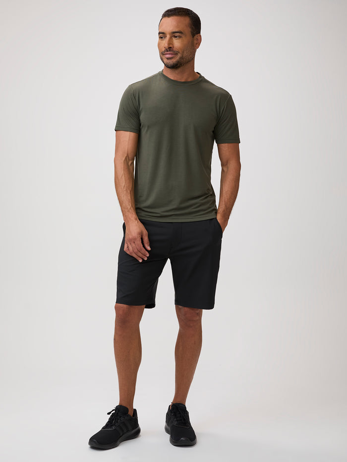 Quick-dry for double session days # Army Green Performance Crew Neck Shirts | Activewear Made for You