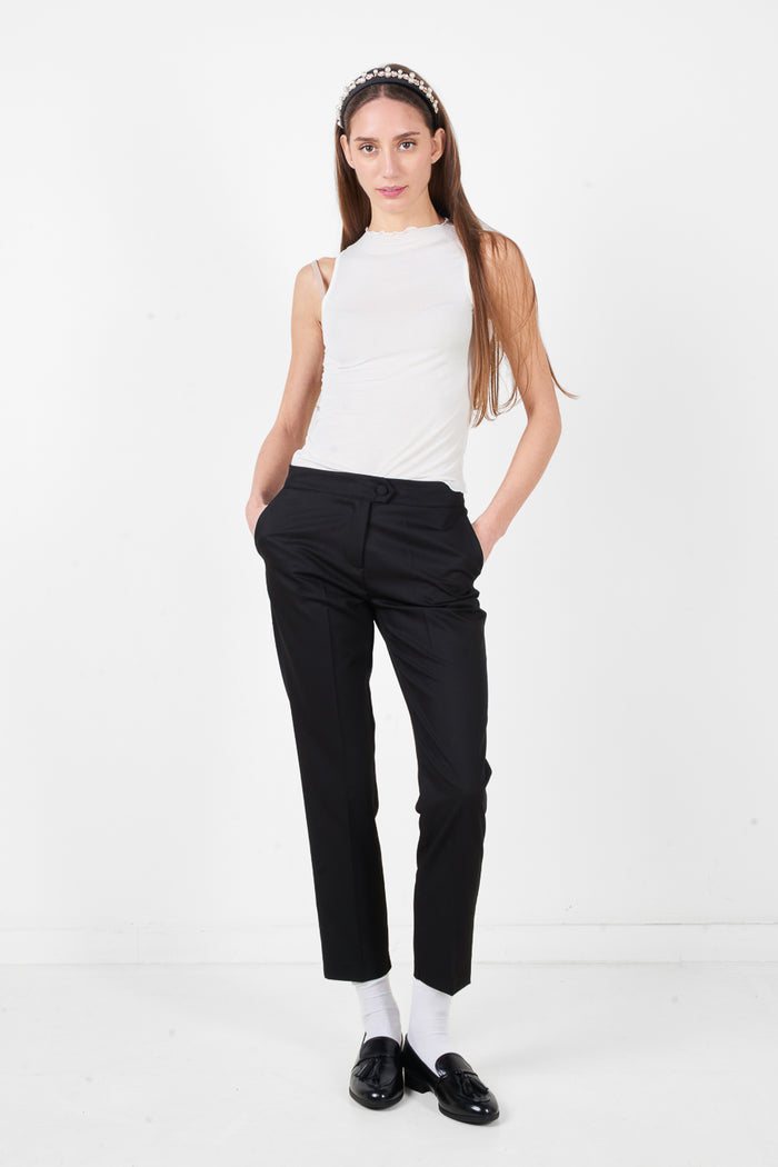 Tailored straight leg trousers with clean finish wholesale