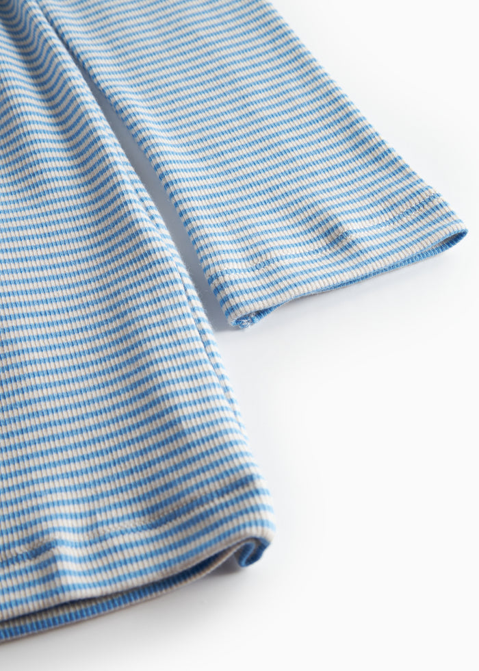 Blue and white striped long sleeve T-shirt for women