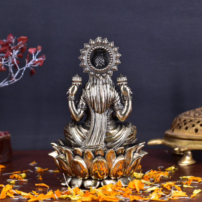 White Whale Superfine Brass Lakshmi Idol Hindu Laxmi Goddess Statue Home Office Showpiece Decor