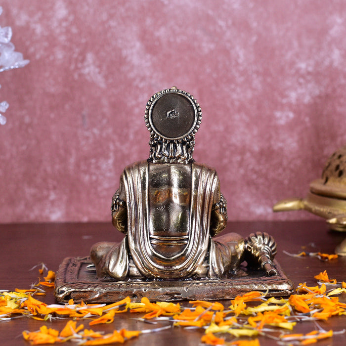 White Whale Suprefine Brass Hanuman Statue Strength Monkey Lord Bajrang Bali Idol Sitting Position Brass Sculpture Diwali Decor Gifts