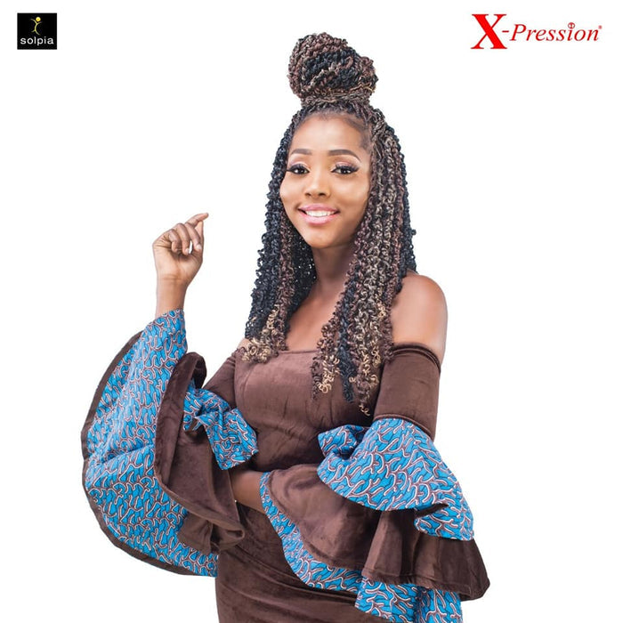 X-PRESSION 4X Passion Twist - Curly Spring Pre-twisted Braids Synthetic Crochet Hair Extensions 100 strands/pack