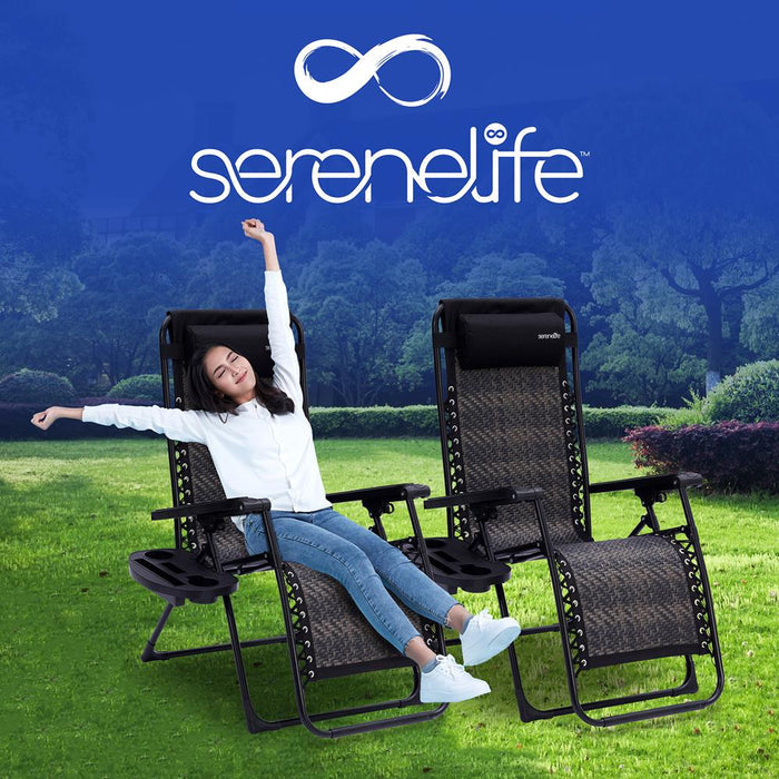 Zero Gravity Lawn Chair Set, Ultimate Comfort, Weather-Resistant Rattan, Brown