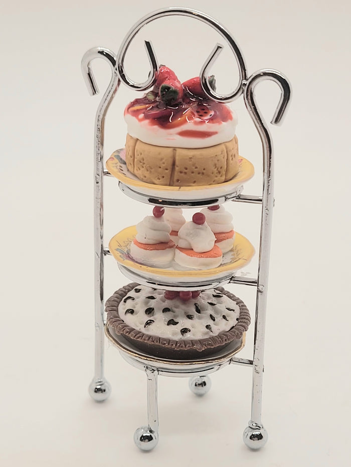 3-Tier Dessert Rack with Pie, Cupcakes, and Cake