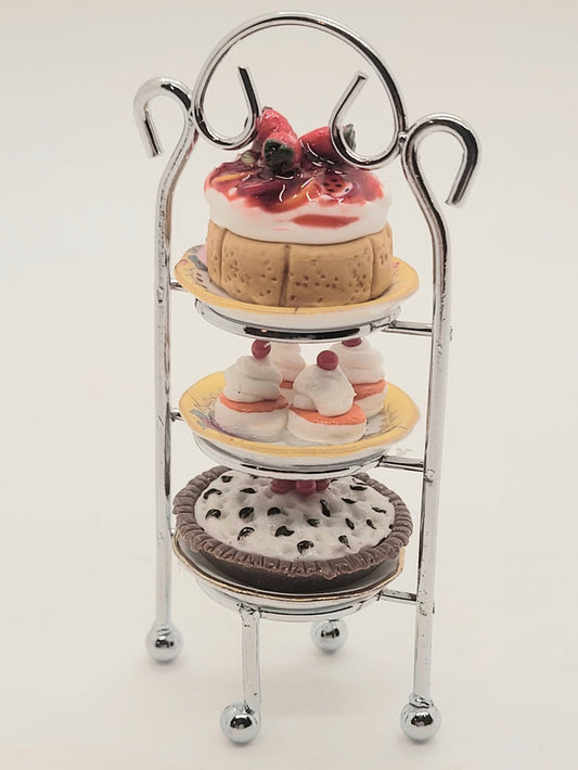 3-Tier Dessert Rack with Pie, Cupcakes, and Cake
