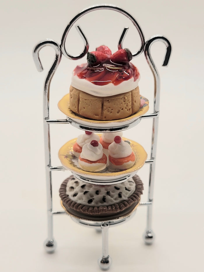 3-Tier Dessert Rack with Pie, Cupcakes, and Cake