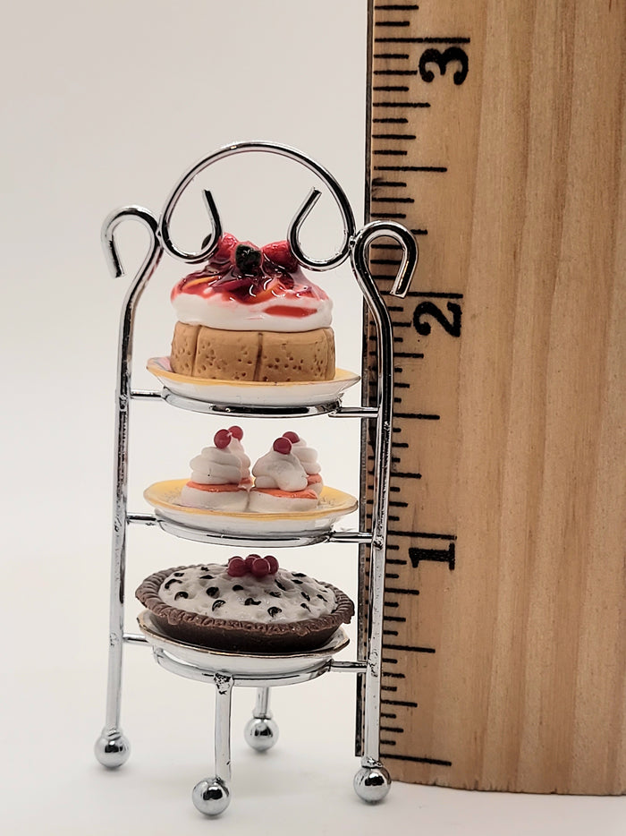 3-Tier Dessert Rack with Pie, Cupcakes, and Cake