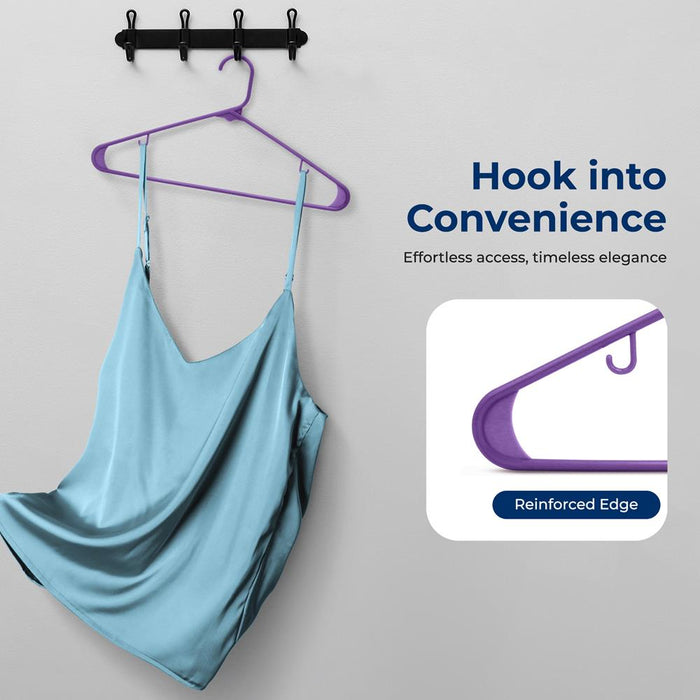 30 Pack Non-Slip Clothes Hangers, Space-Saving, 360° Swivel, Purple