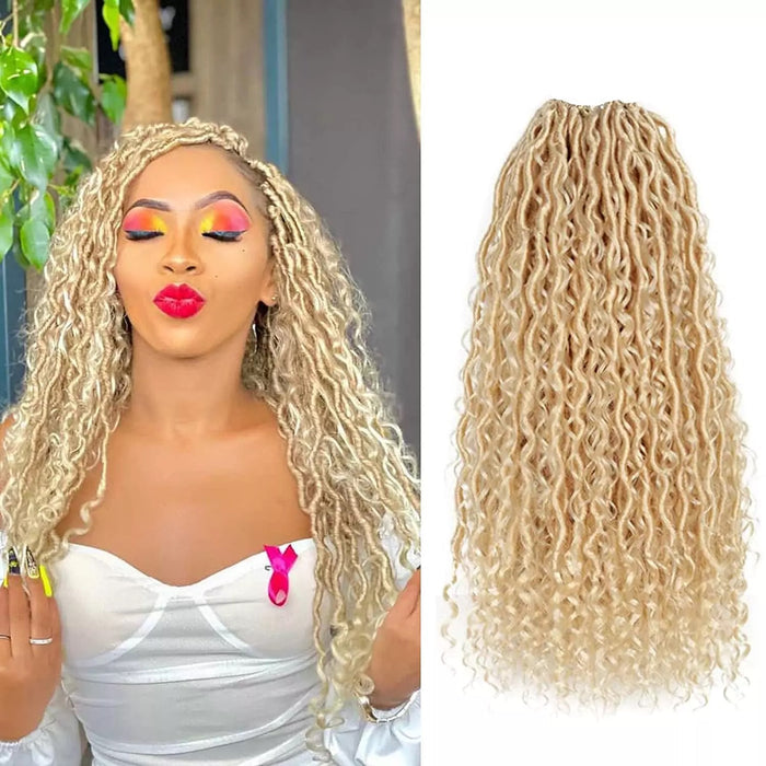 5 packs River Locs Curly Goddess Locs Crochet Hair Extension- 14 inches