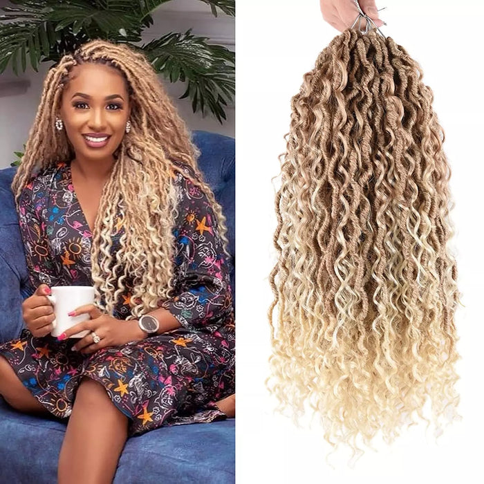 5 packs River Locs Curly Goddess Locs Crochet Hair Extension- 14 inches