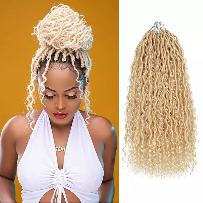 5 packs River Locs Curly Goddess Locs Crochet Hair Extension- 14 inches