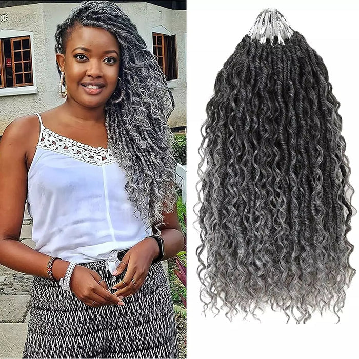 5 packs River Locs Curly Goddess Locs Crochet Hair Extension- 14 inches