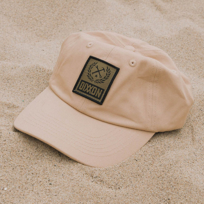 6-Panel Curved Bill Box Crest Hat - Black & Khaki