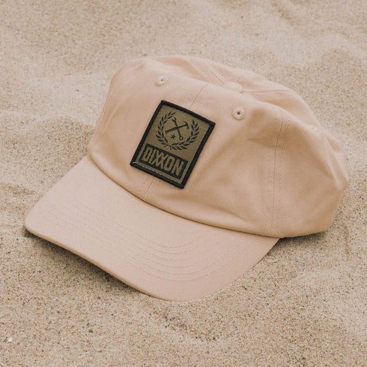 6-Panel Curved Bill Box Crest Hat - Black & Khaki
