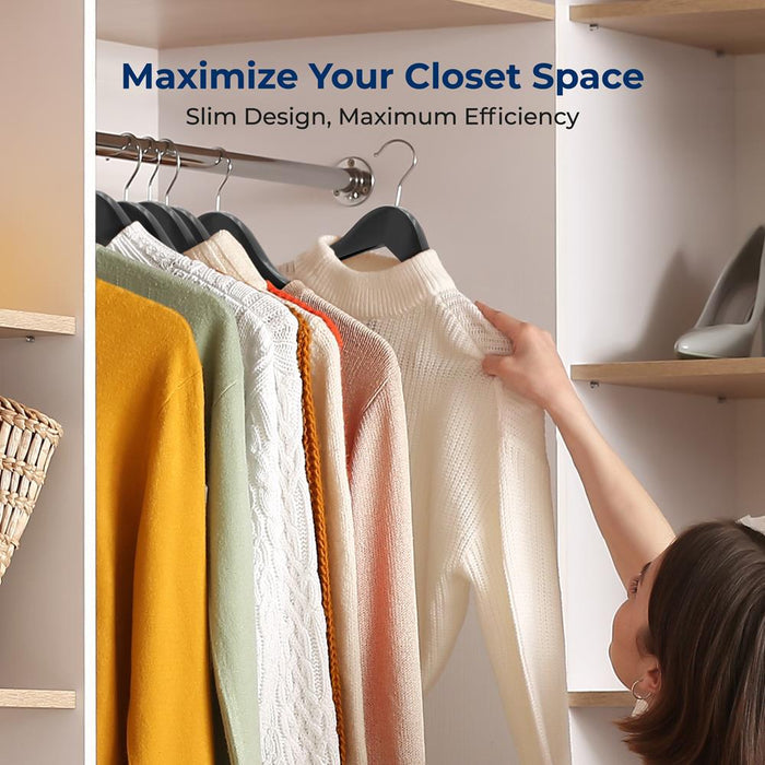 80 Pack Wooden Coat Hangers - Durable, Space-Saving, 360° Swivel Hook